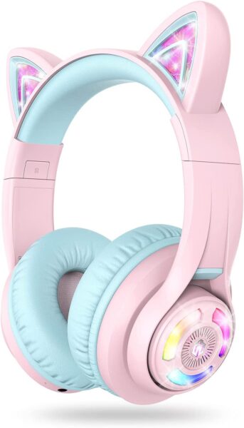 iClever Auriculares para niños, Orejas de Gato