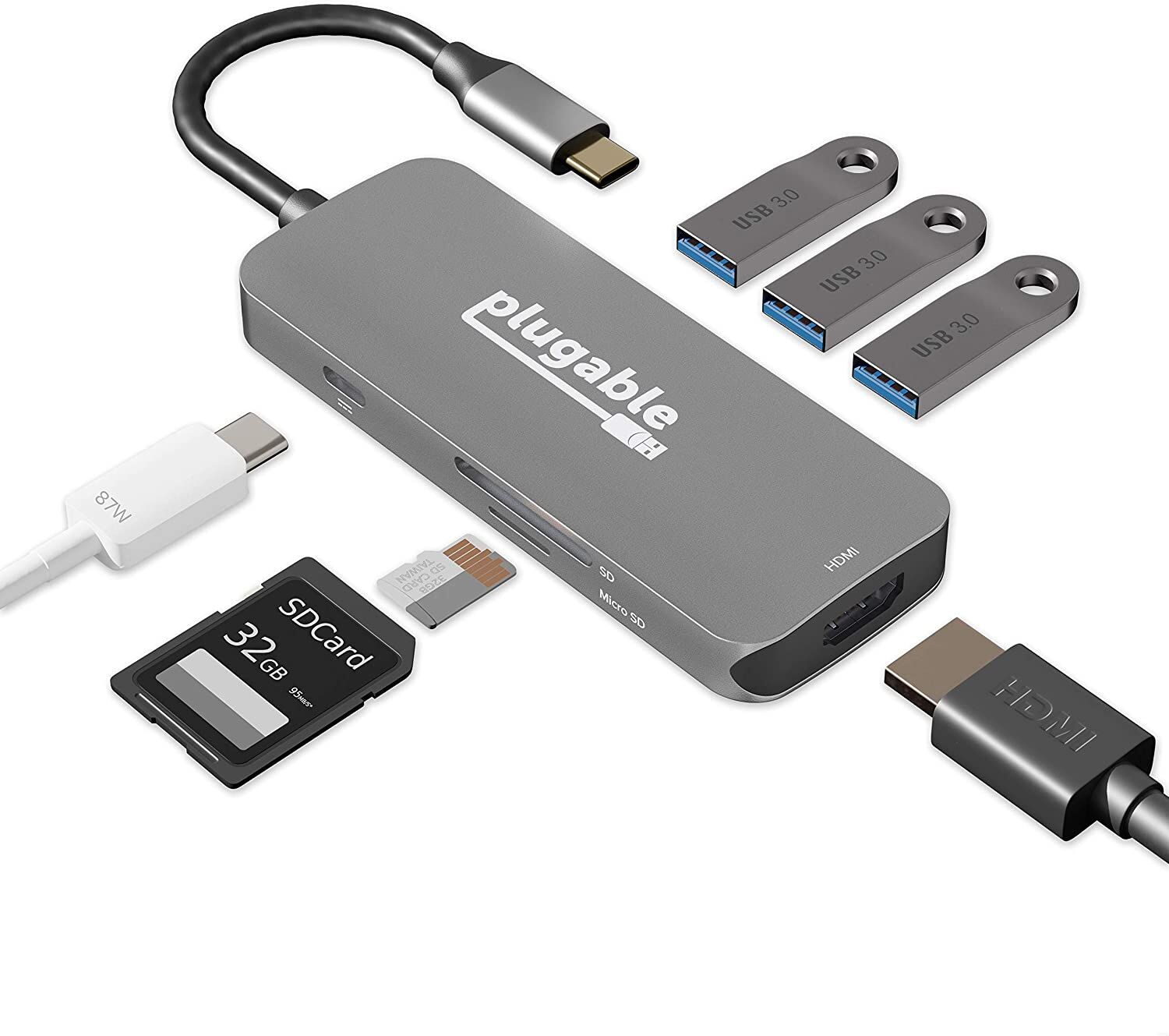 Hub USB-C 7 en 1 enchufable