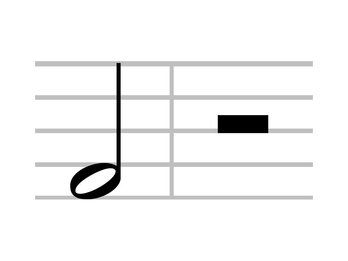 Vista de cerca del símbolo musical de mínima o media nota