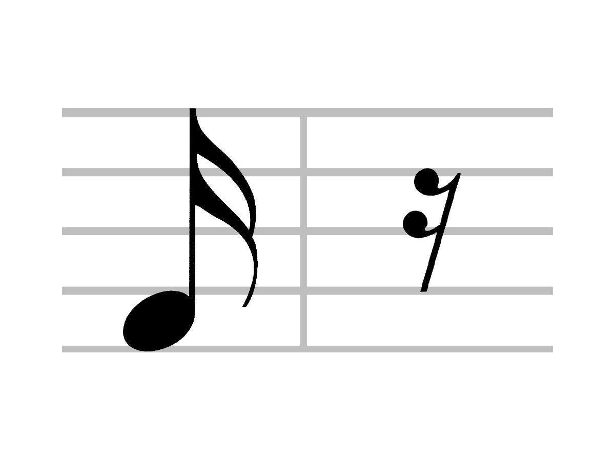 Vista de cerca del símbolo musical de la semicorchea o semicorchea
