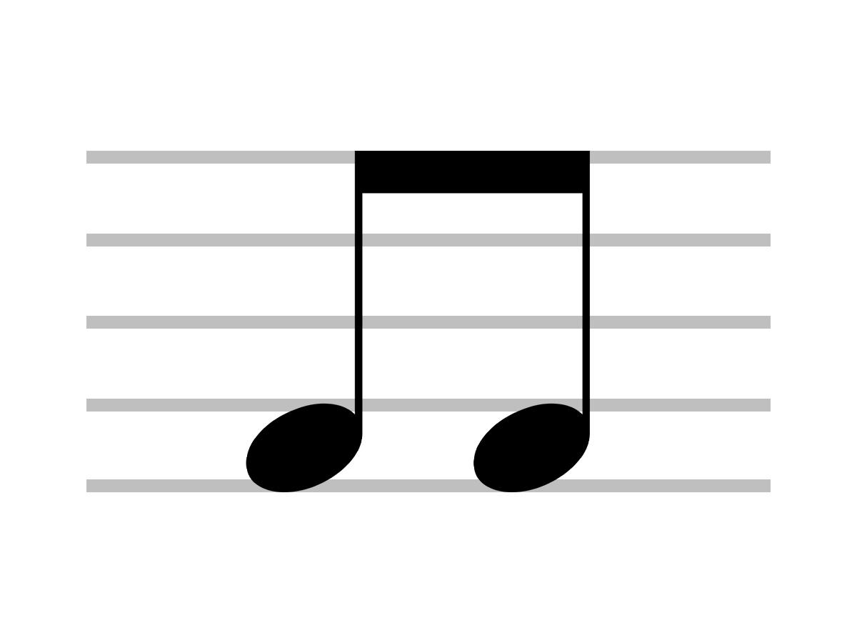 Vista de cerca del símbolo musical de las notas transportadas