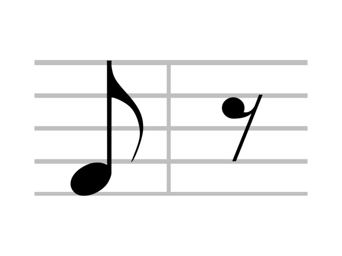 Vista de cerca del símbolo musical de la corchea o de la octava nota