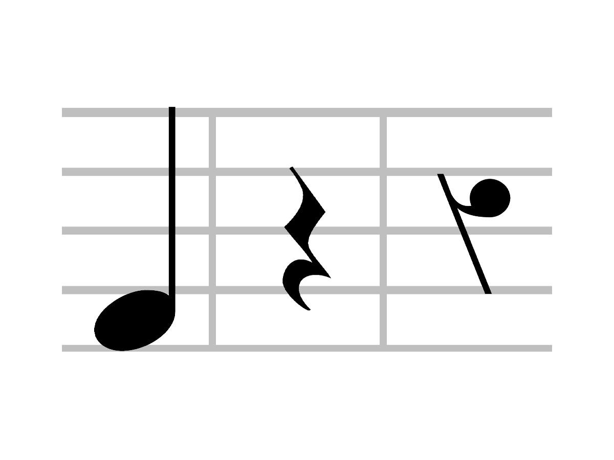 Vista de cerca del símbolo musical de la negra o negra
