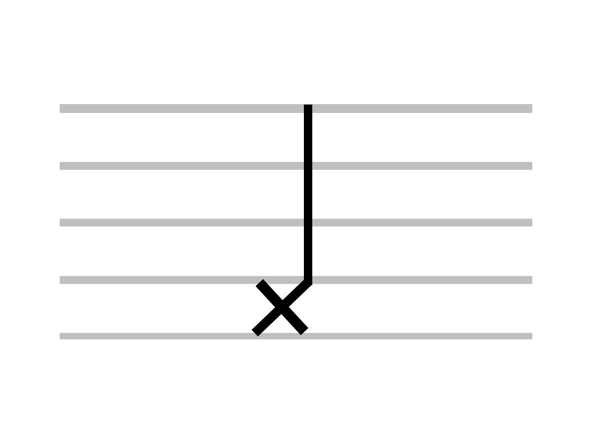Mirar de cerca el símbolo musical de las notas fantasma