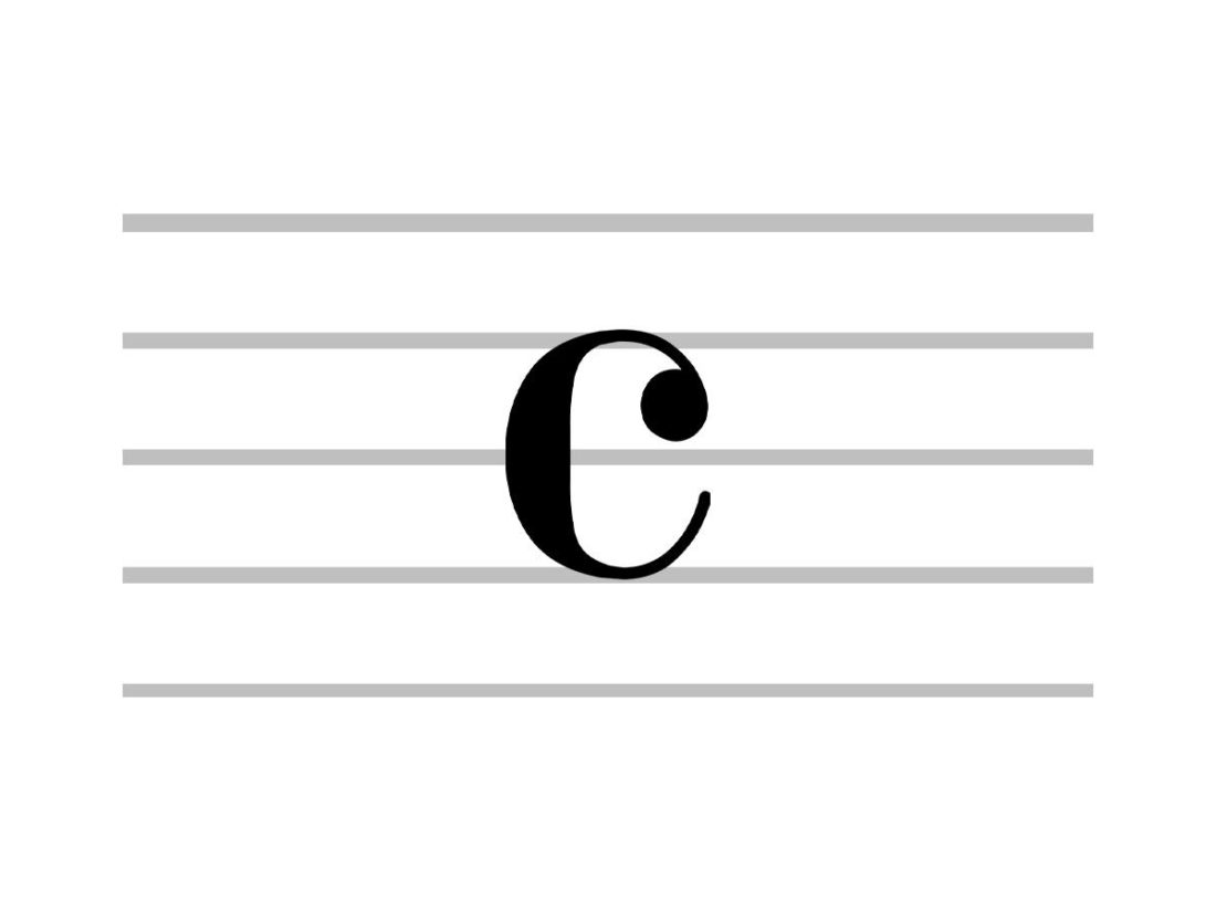 Vista de cerca del símbolo musical del tiempo común