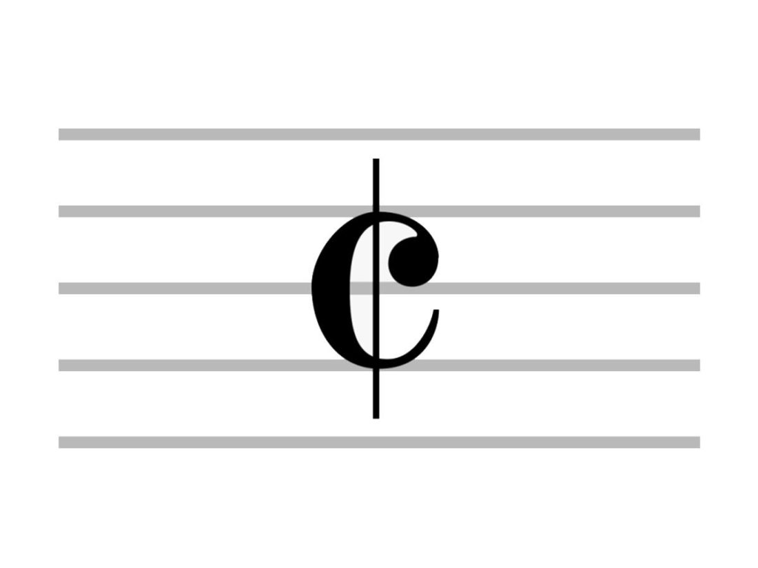 Mira de cerca el símbolo musical de alla breve