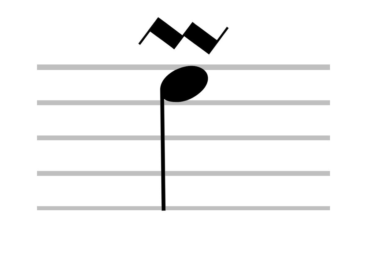 Vista de cerca del símbolo musical del mordiente superior