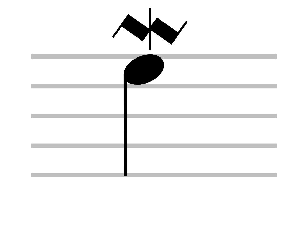 Vista de cerca del símbolo musical del mordiente inferior