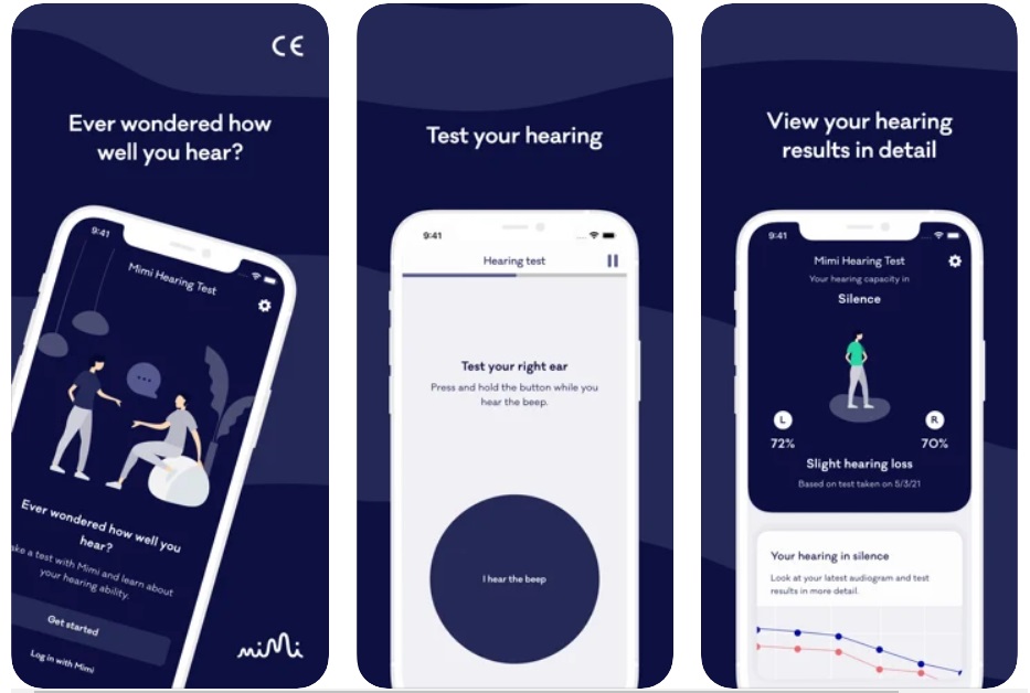 Interfaz de la prueba de audición Mimi (De: App Store)