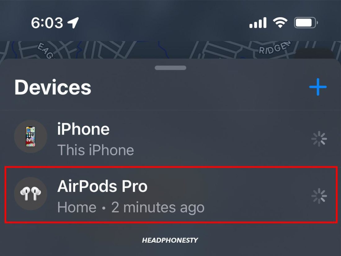 Elegir los AirPods en la lista de dispositivos