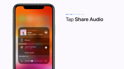 Compartir audio. (De: YouTube/Apple Support)
