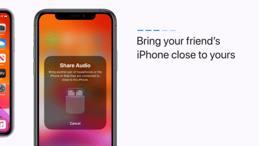 Compartir audio con otro dispositivo. (De: YouTube/Apple Support)