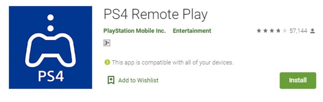 Aplicación PS4 Remote Play (De: play.google.com)