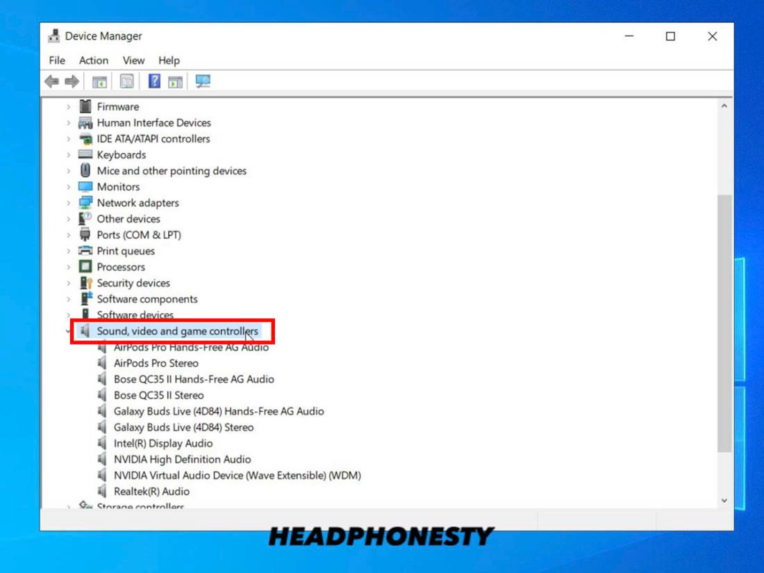 Ventana del Administrador de dispositivos de Windows y de las propiedades de la música estéreo por Bluetooth