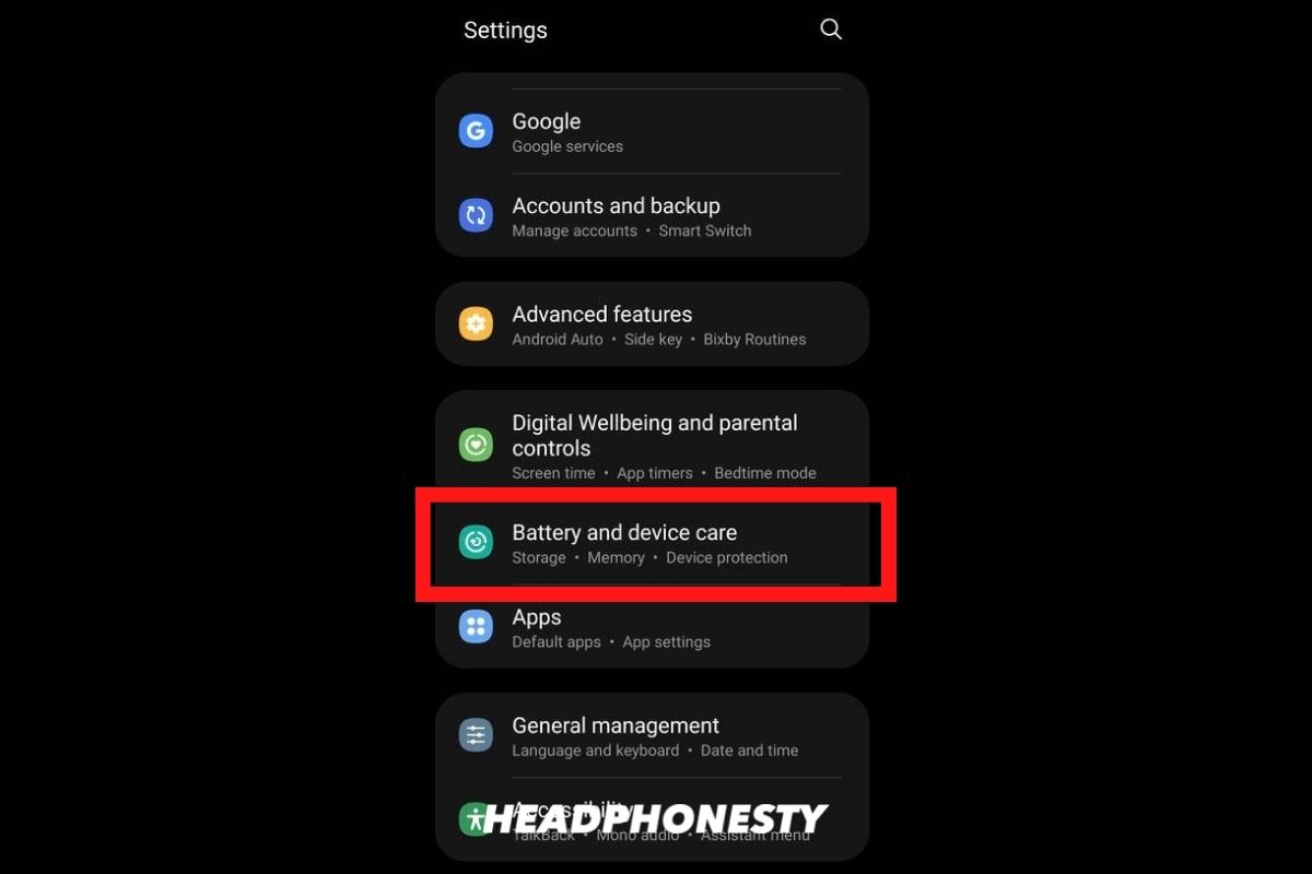 Ir a los ajustes de la batería de Android