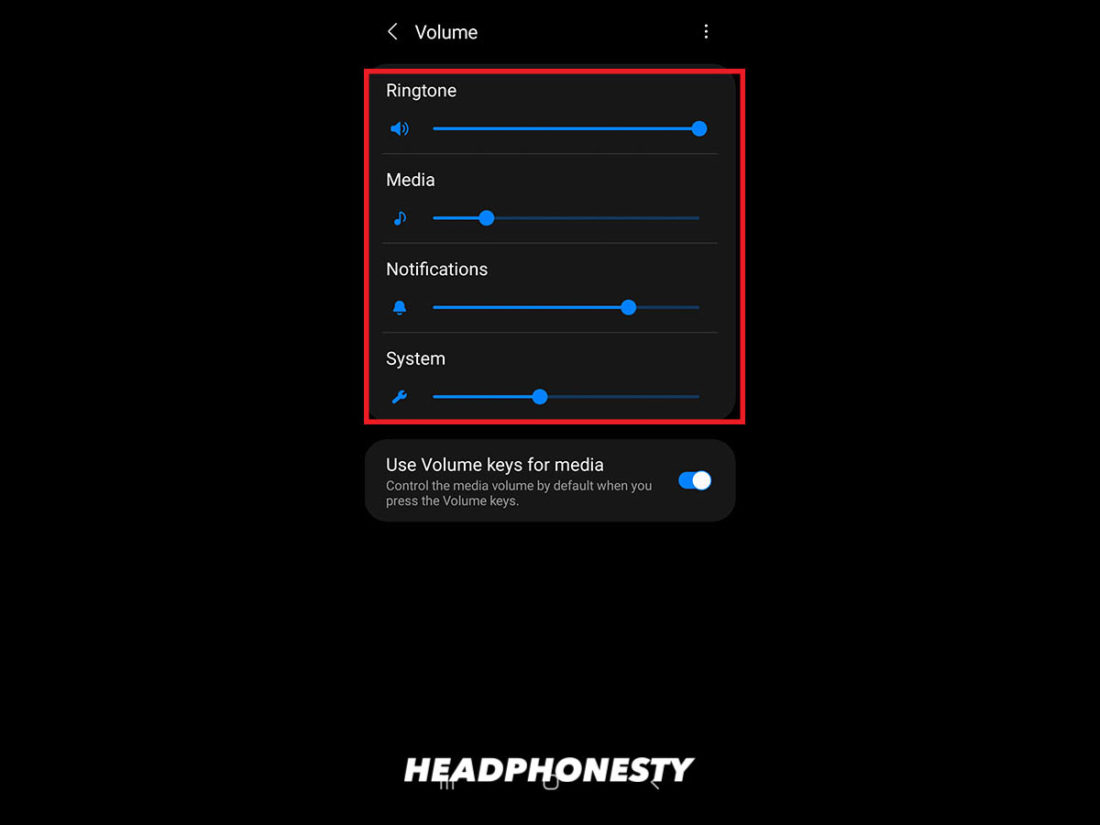 Ajustes de volumen en Android